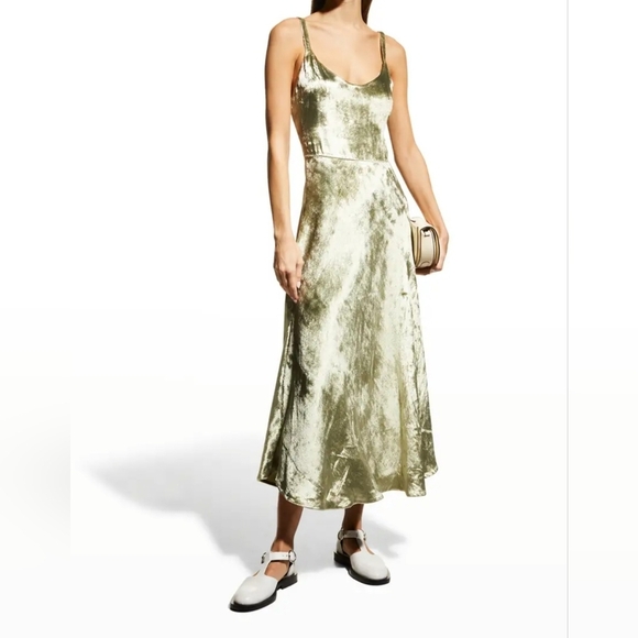 Vince Dresses & Skirts - Vince Olive Green Velvet Midi Dress